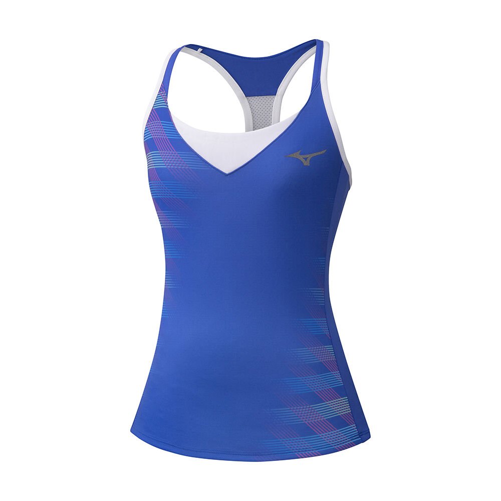 Womens Mizuno Printed Tank Top Blue Philippines (HDKXQN780)